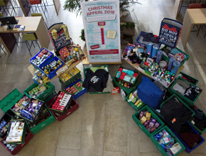 photo of food and gifts donated for christmas appeal